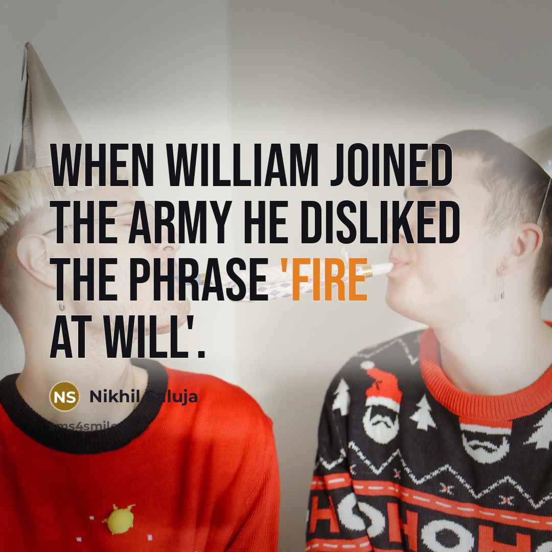 “When William joined the army he disliked the phrase 'fire…” quote by Nikhil Saluja