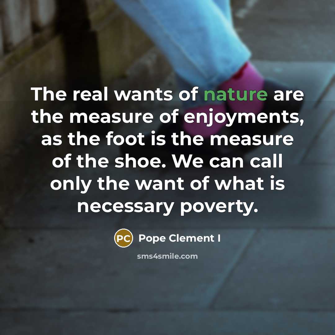 “The real wants of nature are the measure of enjoyments,…” quote by Pope Clement I
