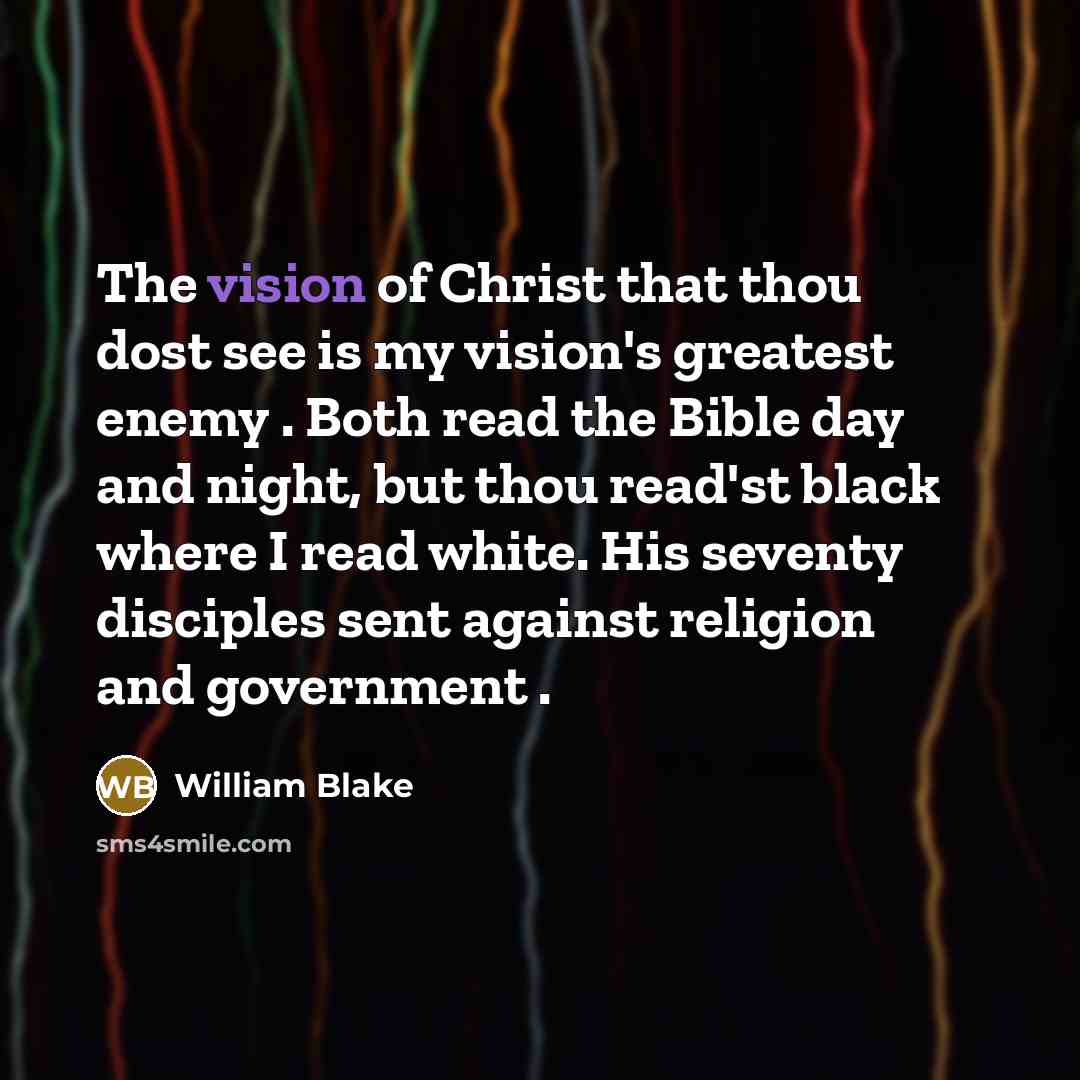 “The vision of Christ that thou dost see is my…” quote by William Blake