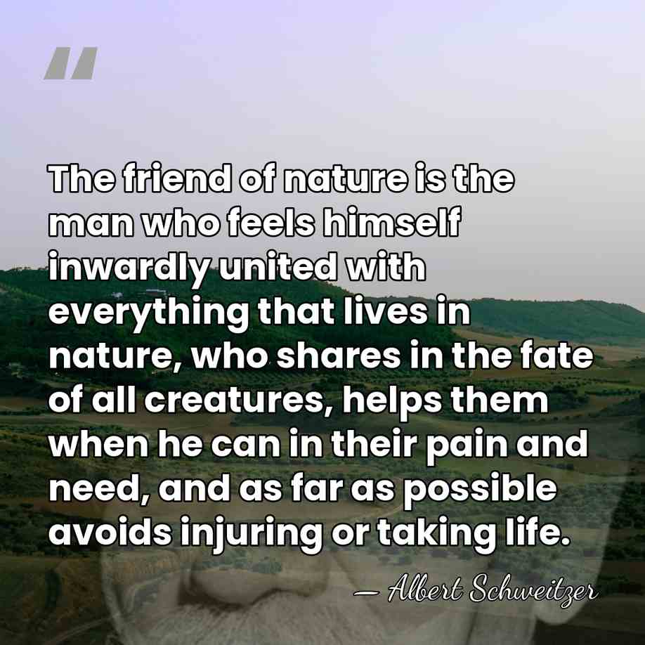 The friend of nature is the man who feels himself inwardly united&hellip; - Albert Schweitzer