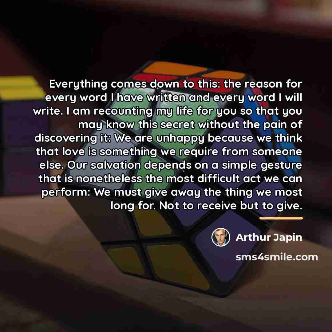 “Everything comes down to this: the reason for every word…” quote by Arthur Japin