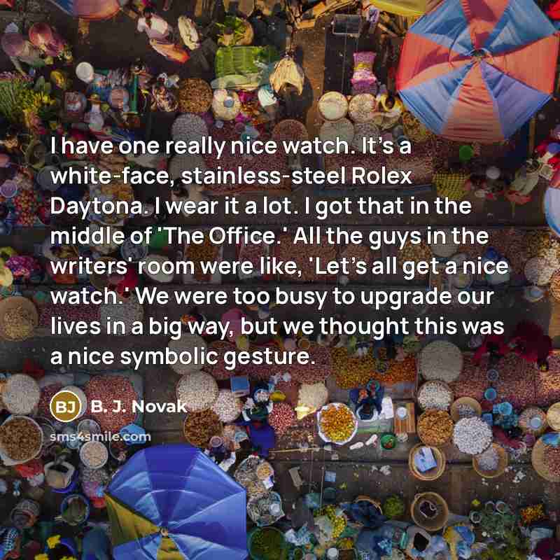 “I have one really nice watch. It's a white-face, stainless-steel…” quote by B. J. Novak