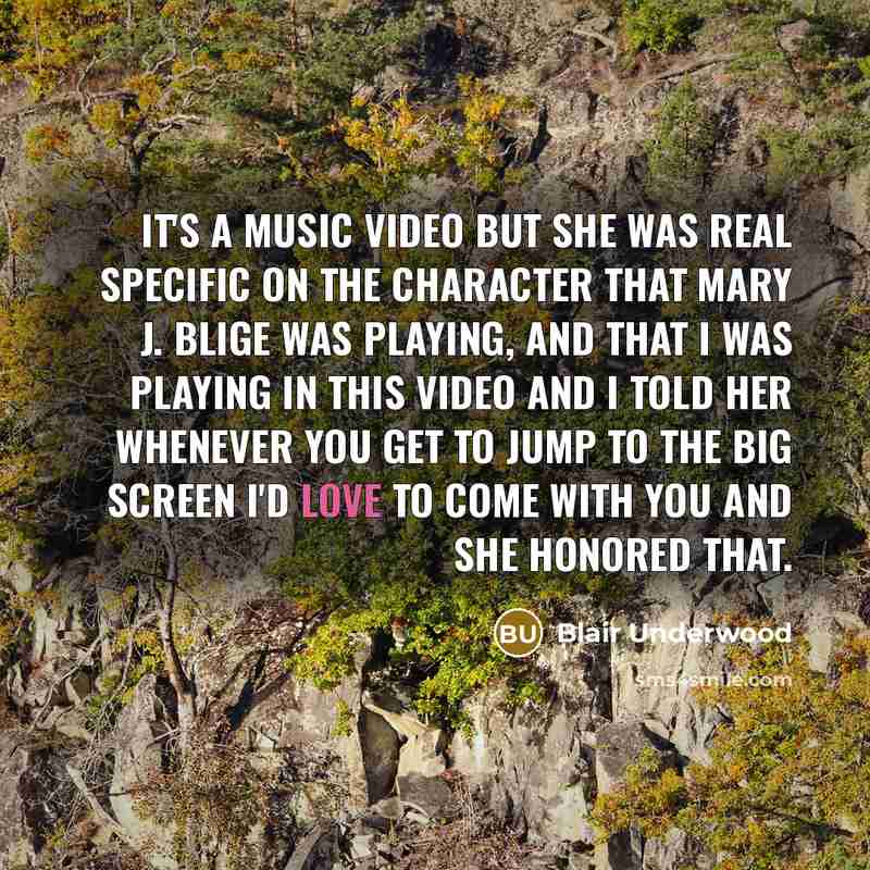 “It's a music video but she was real specific on…” quote by Blair Underwood