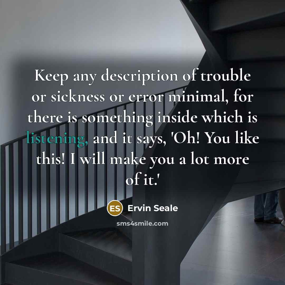 “Keep any description of trouble or sickness or error minimal,…” quote by Ervin Seale