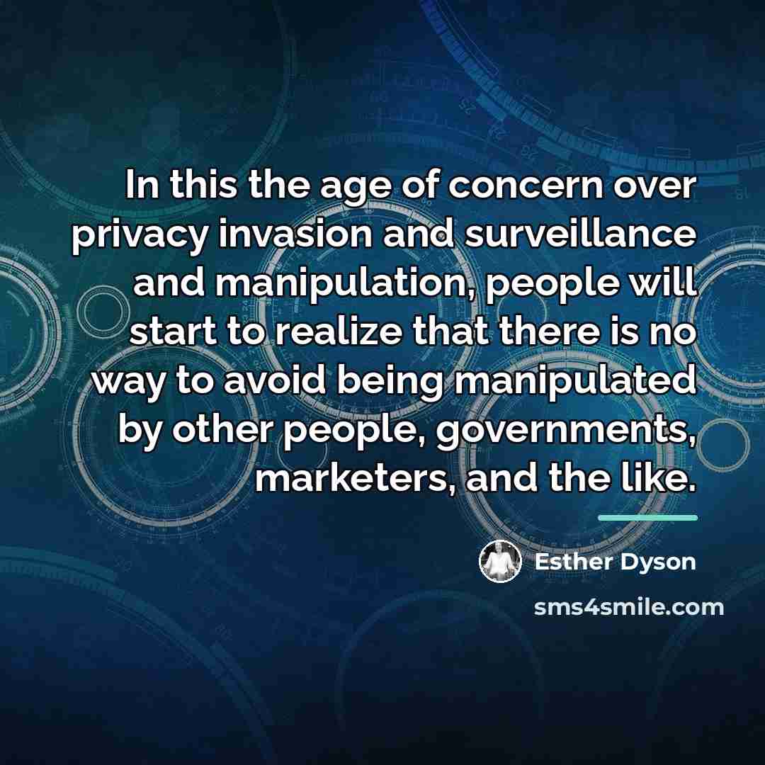 “In this the age of concern over privacy invasion and…” quote by Esther Dyson