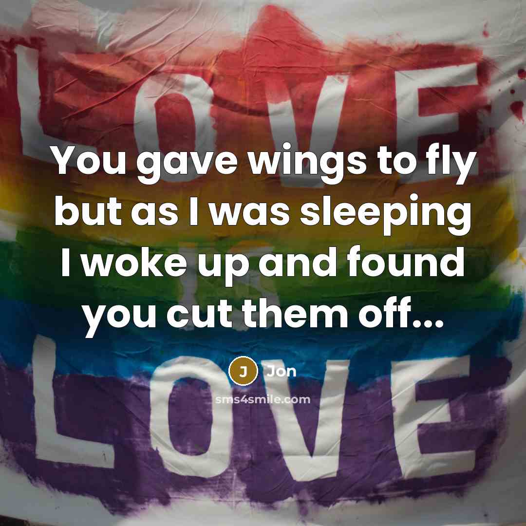 “You gave wings to fly but as I was sleeping…” quote by Jon