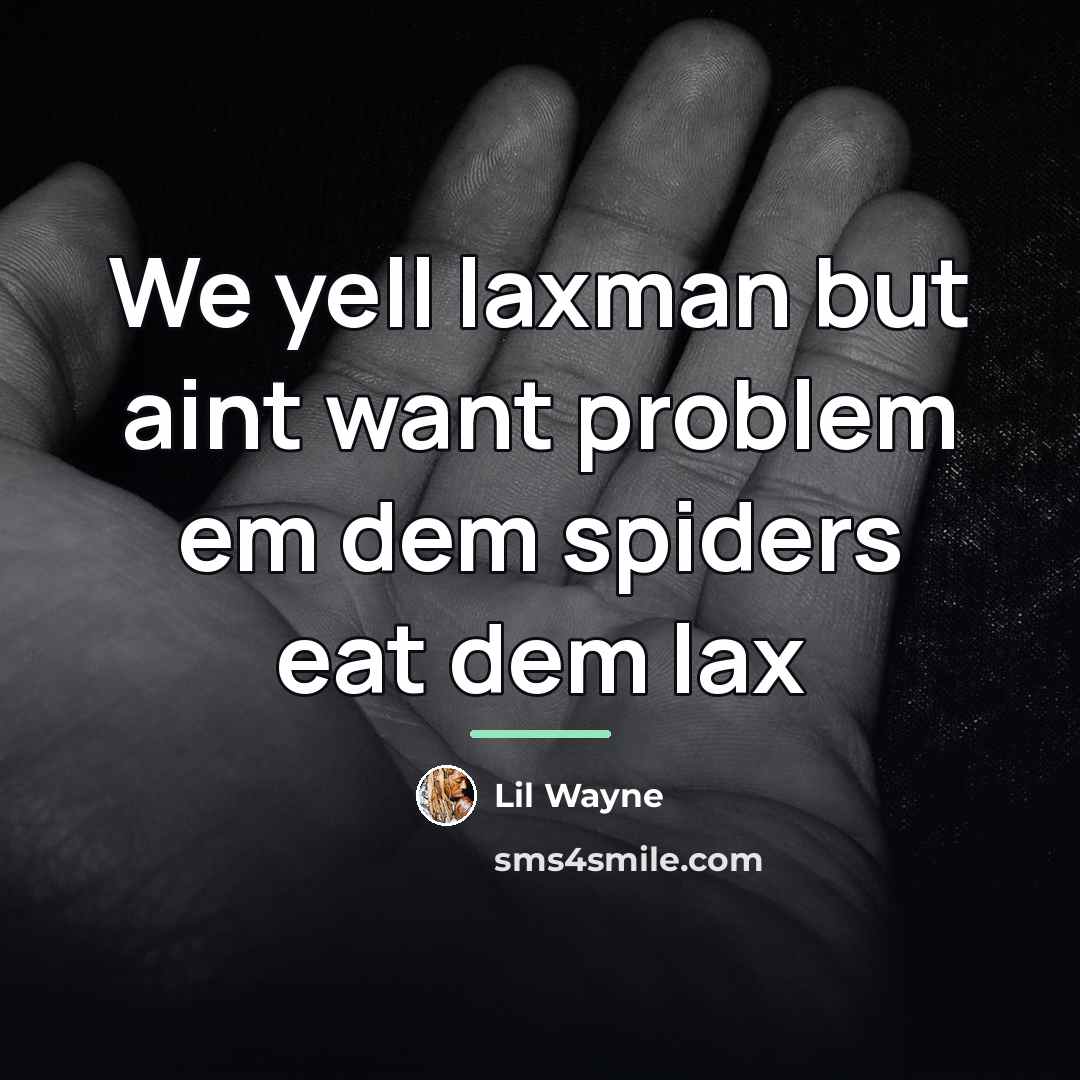 “We yell laxman but aint want problem em dem spiders…” quote by LiL Wayne
