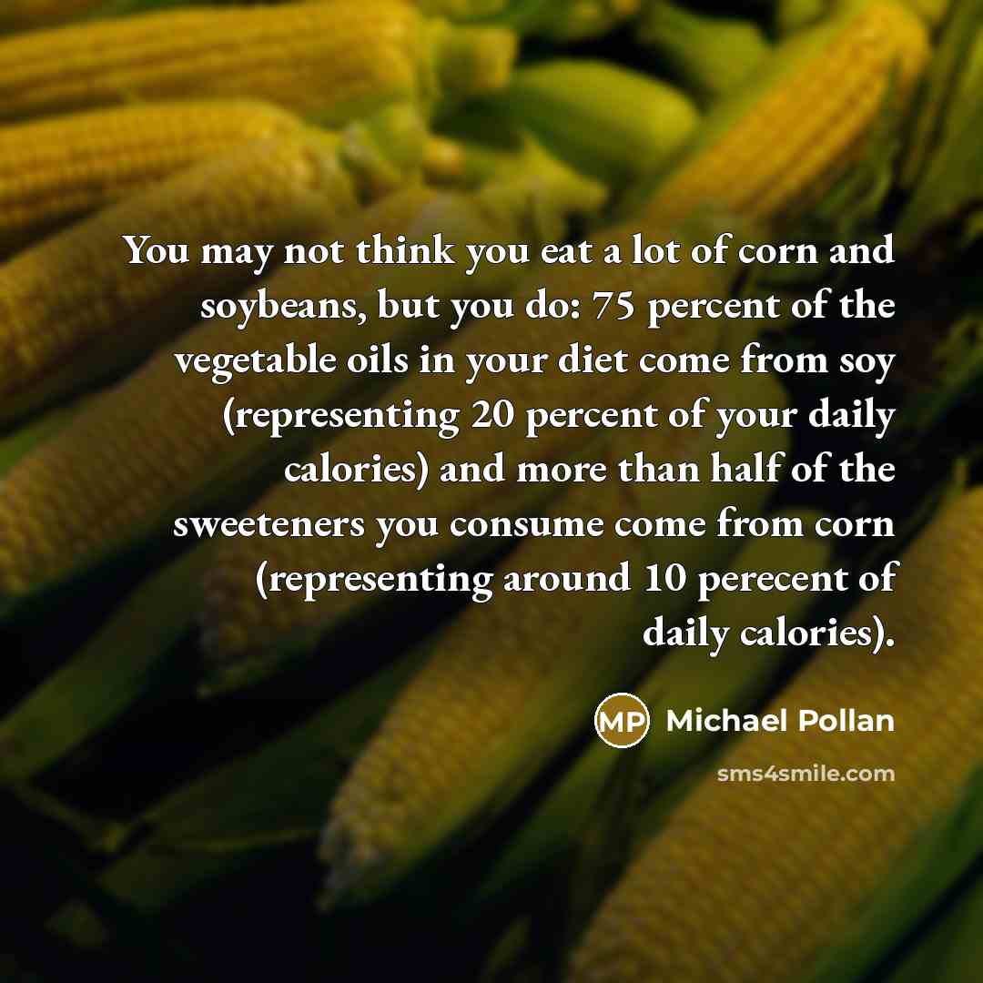 “You may not think you eat a lot of corn…” quote by Michael Pollan
