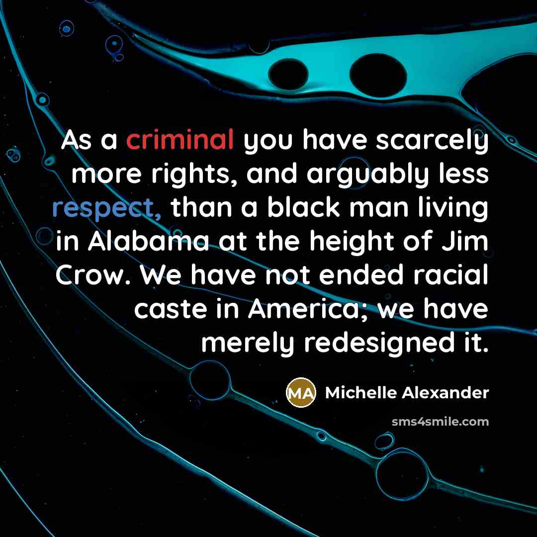 “As a criminal you have scarcely more rights, and arguably…” quote by Michelle Alexander