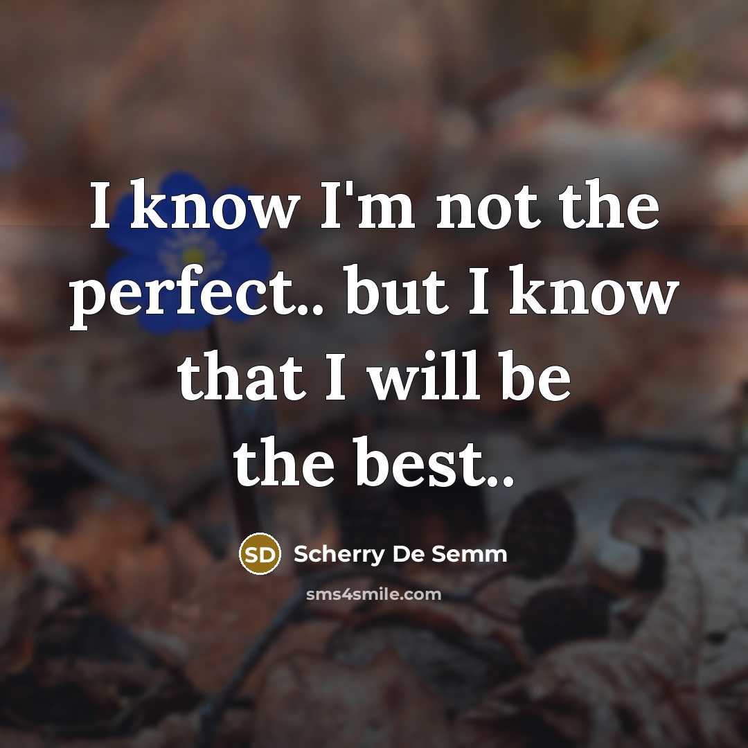 “I know I'm not the perfect.. but I know that I will be the best..” quote by Scherry De Semm