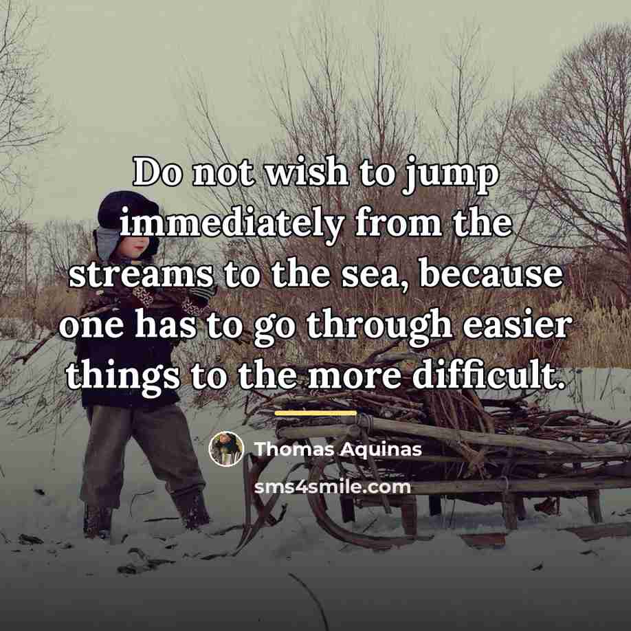“Do not wish to jump immediately from the streams to…” quote by Thomas Aquinas