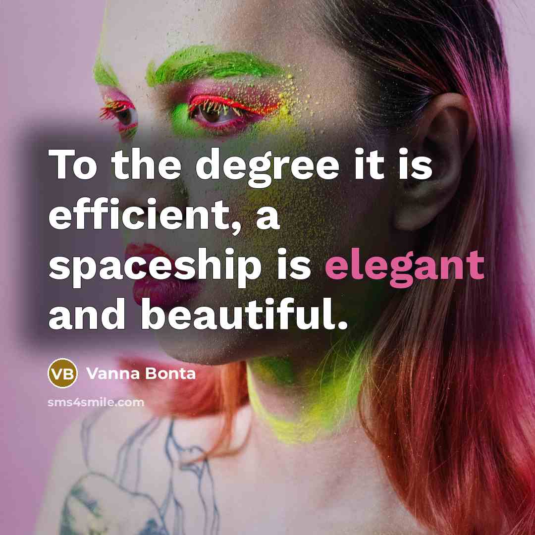 “To the degree it is efficient, a spaceship is elegant…” quote by Vanna Bonta