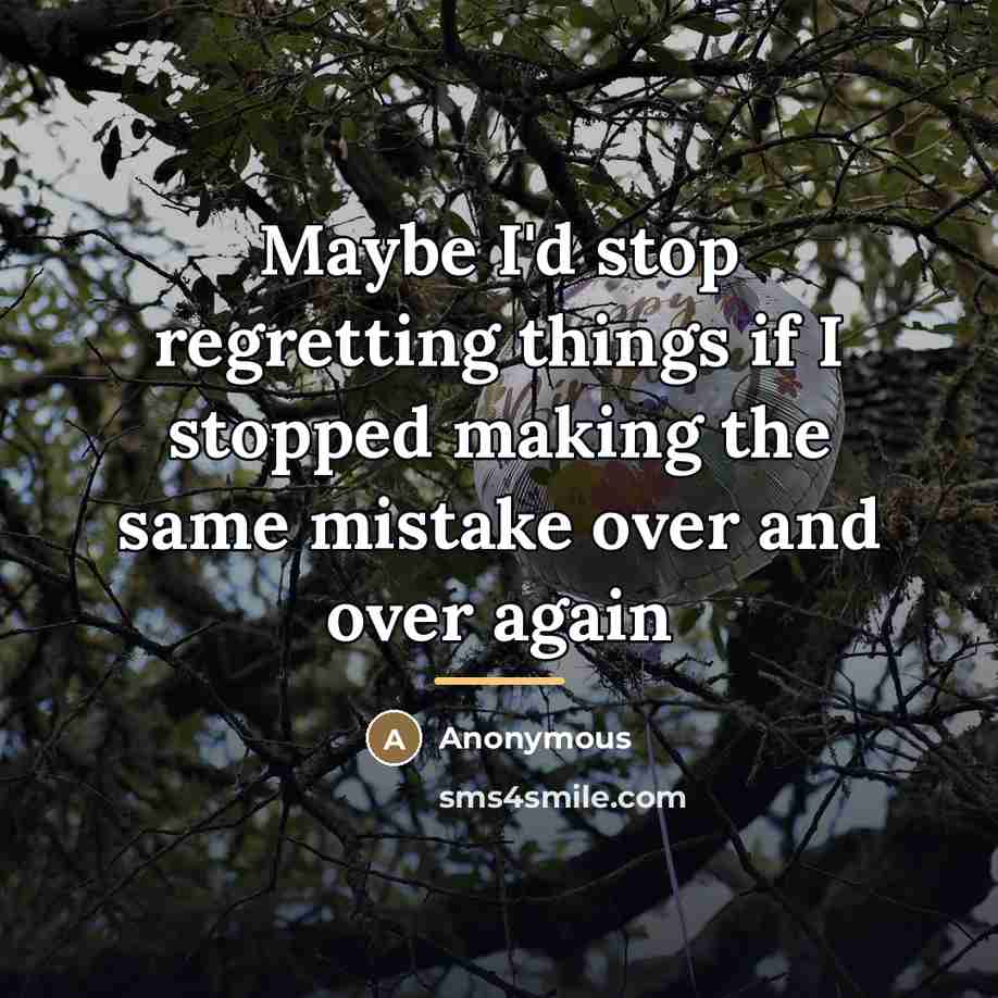“Maybe I'd stop regretting things if I stopped making the…” quote by Anonymous