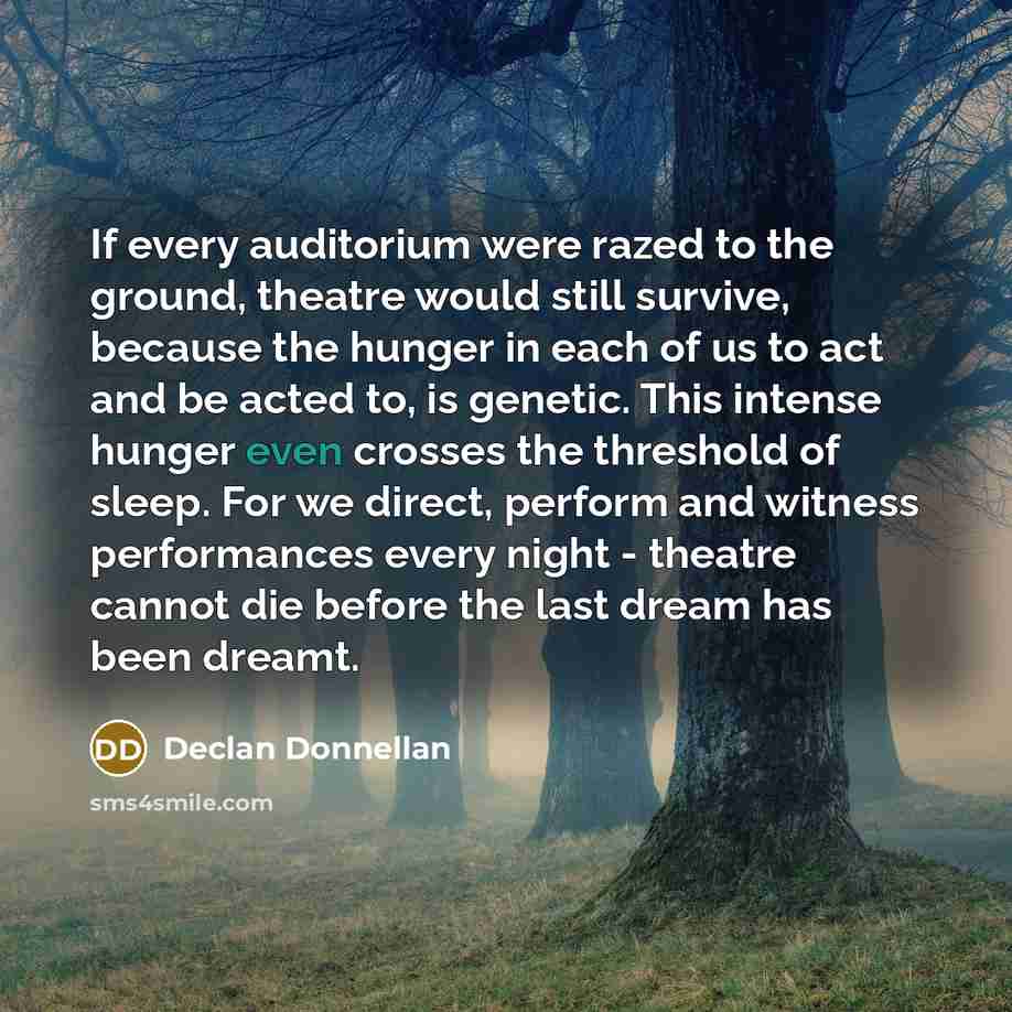 “If every auditorium were razed to the ground, theatre would…” quote by Declan Donnellan