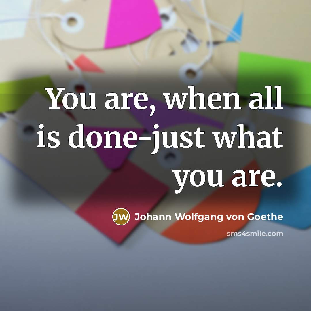 “You are, when all is done-just what you are.…” quote by Johann Wolfgang von Goethe