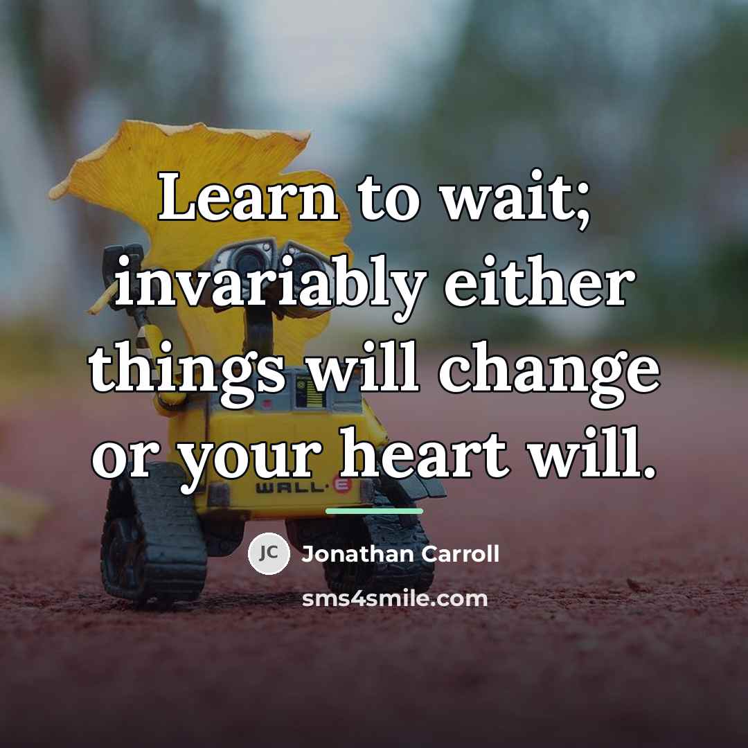 “Learn to wait; invariably either things will change or your…” quote by Jonathan Carroll
