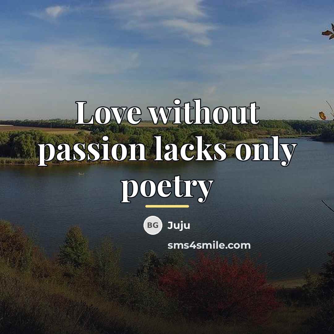 “Love without passion lacks only poetry…” quote by Juju