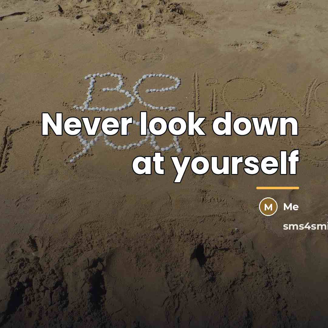 “Never look down at yourself…” quote by Me