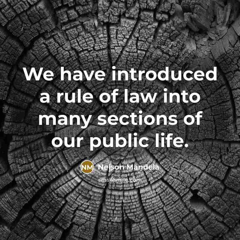 “We have introduced a rule of law into many sections…” quote by Nelson Mandela