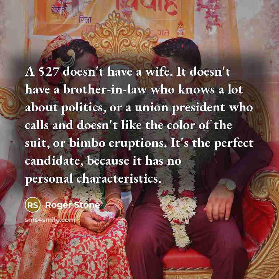 “A 527 doesn't have a wife. It doesn't have a…” quote by Roger Stone