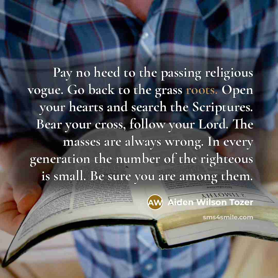 “Pay no heed to the passing religious vogue. Go back…” quote by Aiden Wilson Tozer