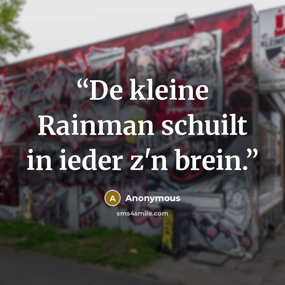 “De kleine Rainman schuilt in ieder z'n brein.” quote by Anonymous