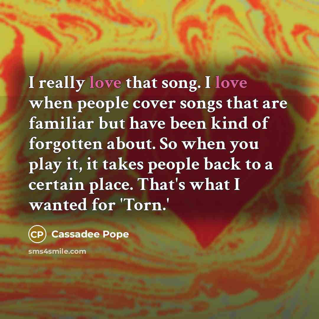 “I really love that song. I love when people cover…” quote by Cassadee Pope