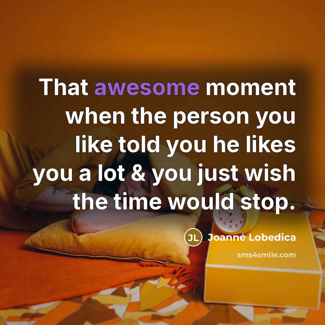 “That awesome moment when the person you like told you…” quote by Joanne Lobedica