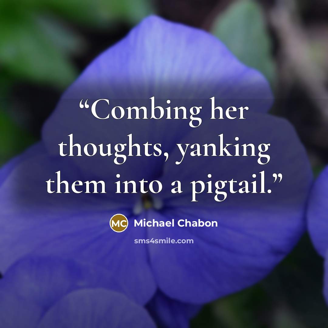 “Combing her thoughts, yanking them into a pigtail.” quote by Michael Chabon