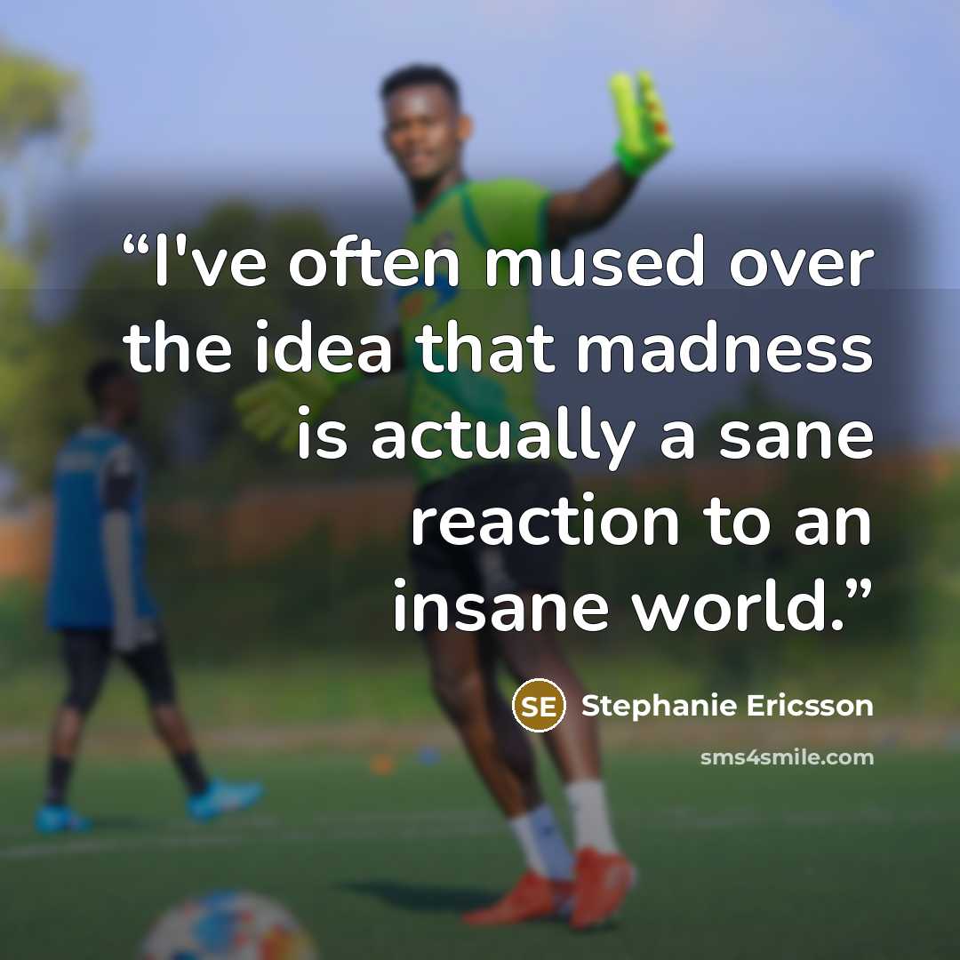 “I've often mused over the idea that madness is actually a sane reaction to an insane world.” quote by Stephanie Ericsson