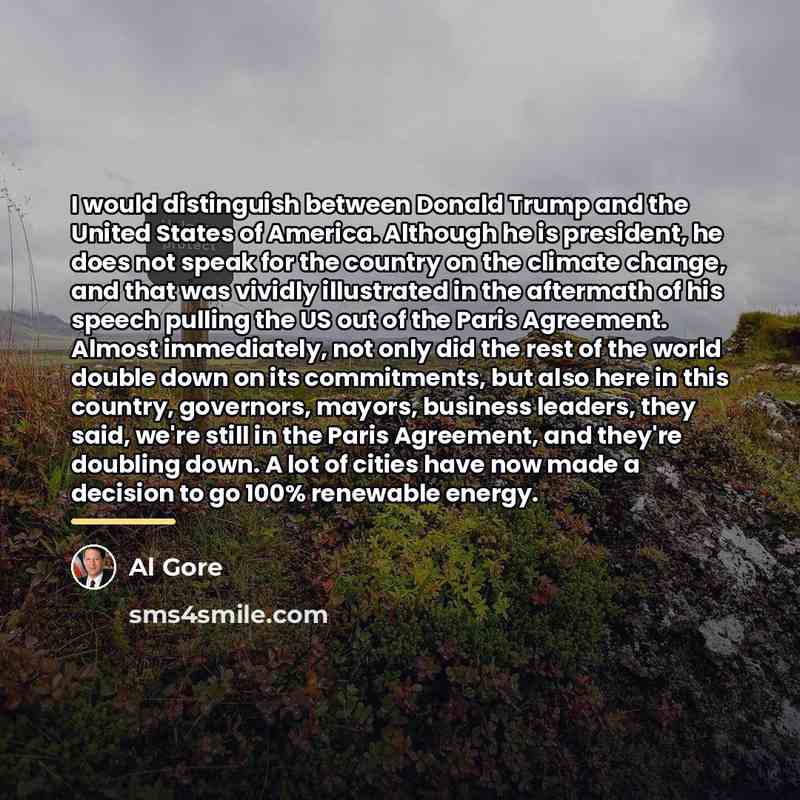 “I would distinguish between Donald Trump and the United States…” quote by Al Gore