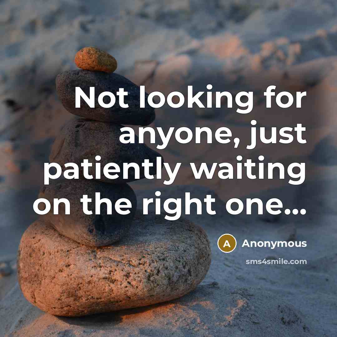 “Not looking for anyone, just patiently waiting on the right…” quote by Anonymous