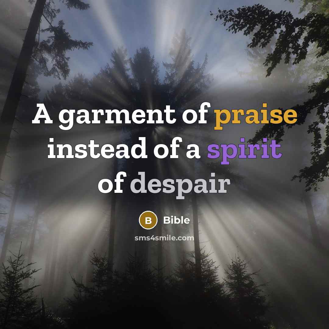 “A garment of praise instead of a spirit of despair” quote by Bible