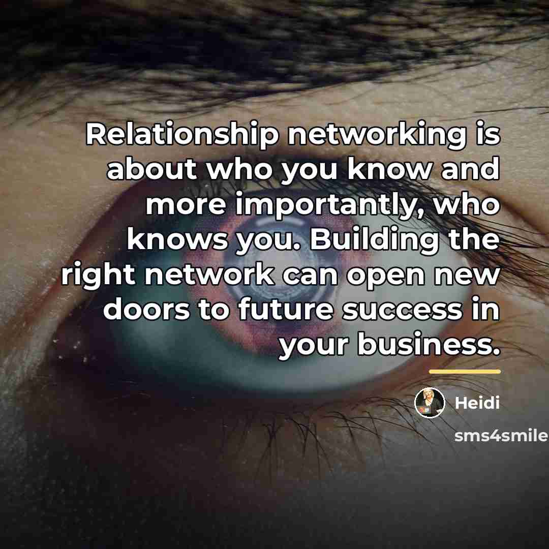 “Relationship networking is about who you know and more importantly,…” quote by Heidi