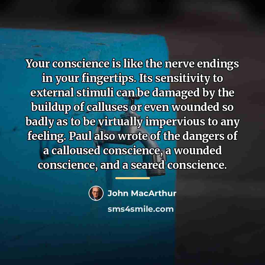 “Your conscience is like the nerve endings in your fingertips.…” quote by John Macarthur
