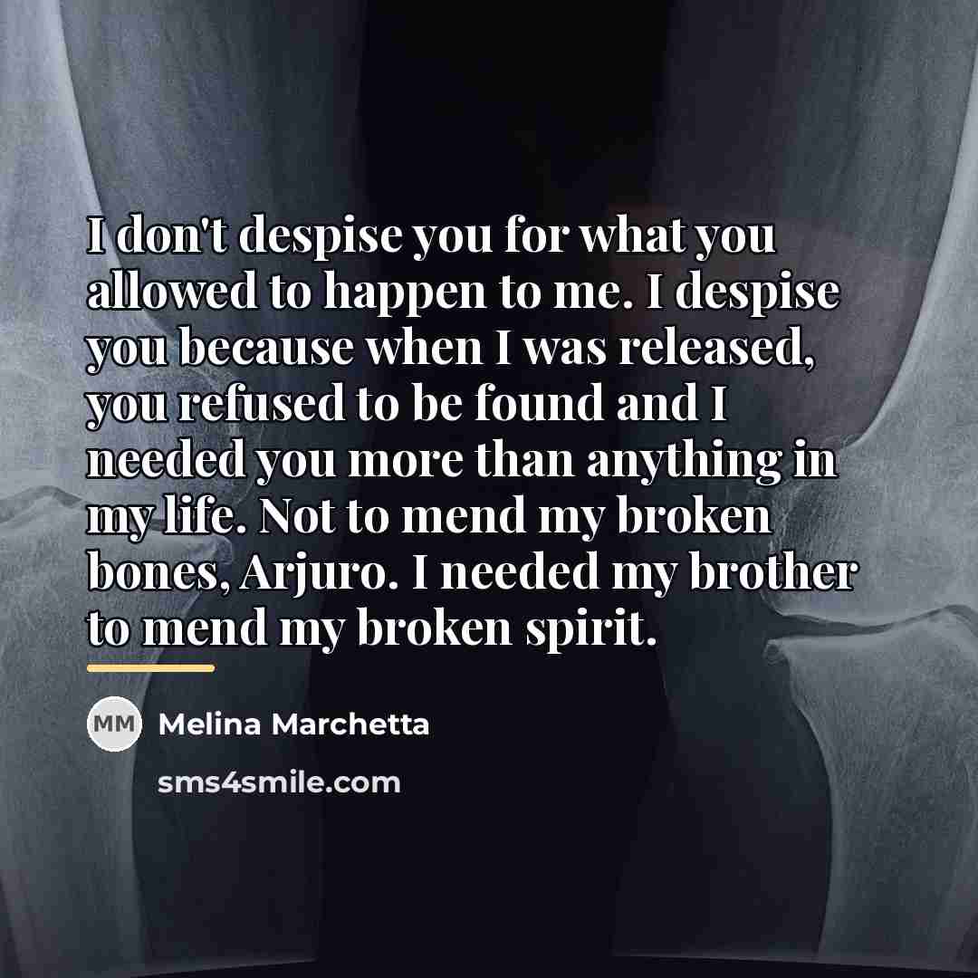 “I don't despise you for what you allowed to happen…” quote by Melina Marchetta