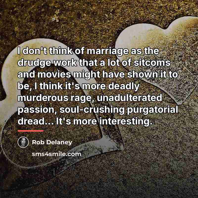 “I don't think of marriage as the drudge work that…” quote by Rob Delaney