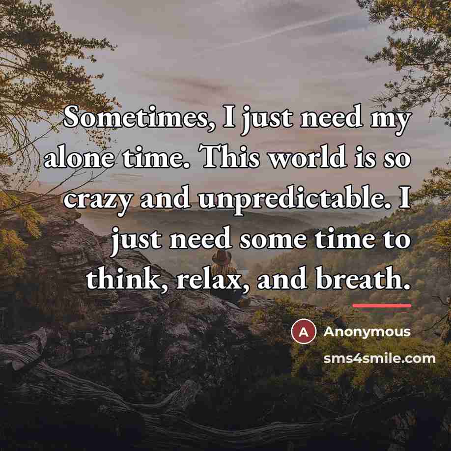 “Sometimes, I just need my alone time. This world is…” quote by Anonymous