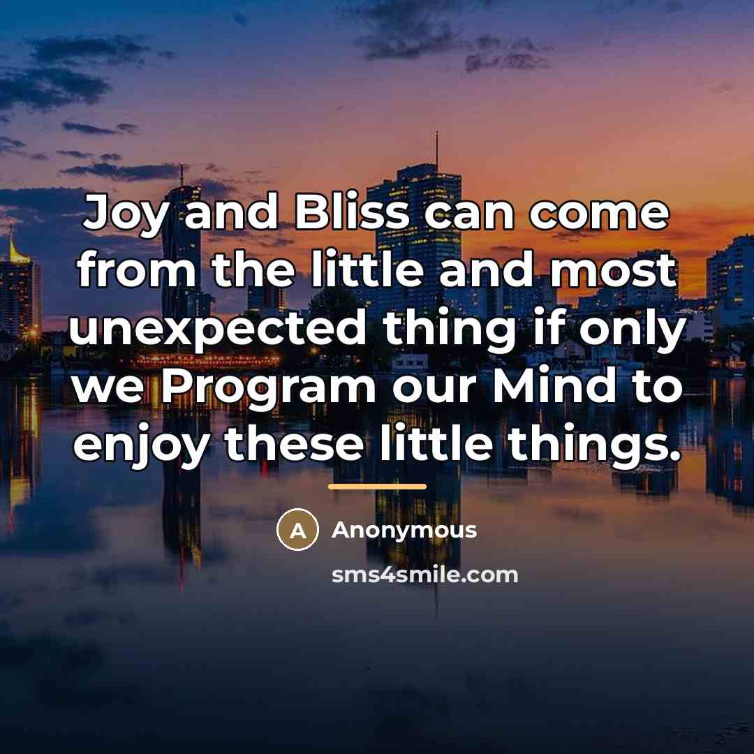 “Joy and Bliss can come from the little and most…” quote by Anonymous