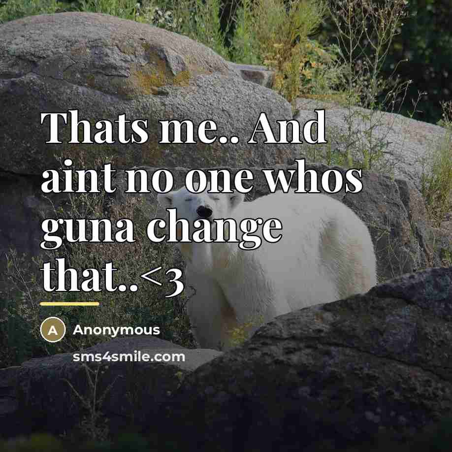 “Thats me.. And aint no one whos guna change that..…” quote by Anonymous