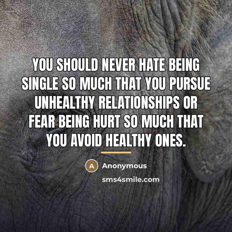 “You should never hate being single so much that you…” quote by Anonymous