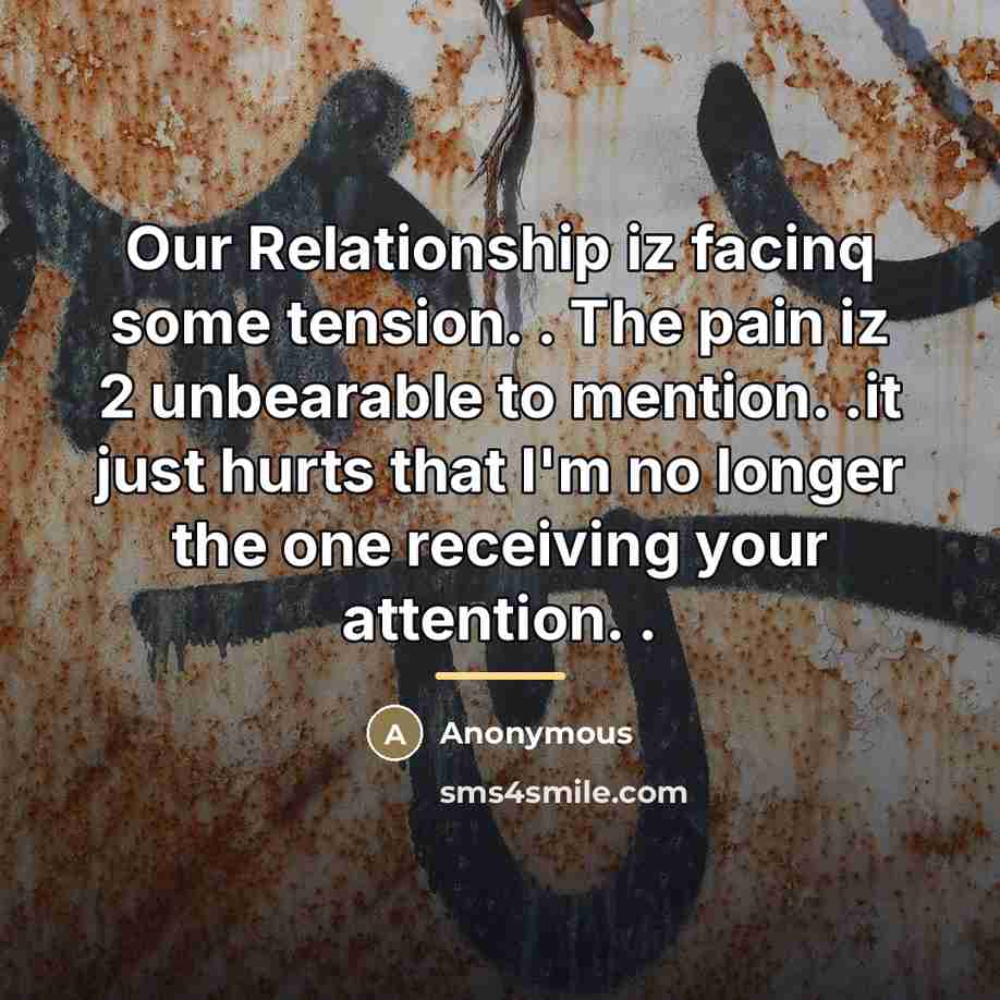“Our Relationship iz facinq some tension. . The pain iz…” quote by Anonymous