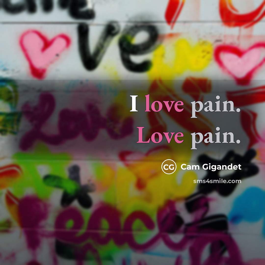 “I love pain. Love pain.…” quote by Cam Gigandet