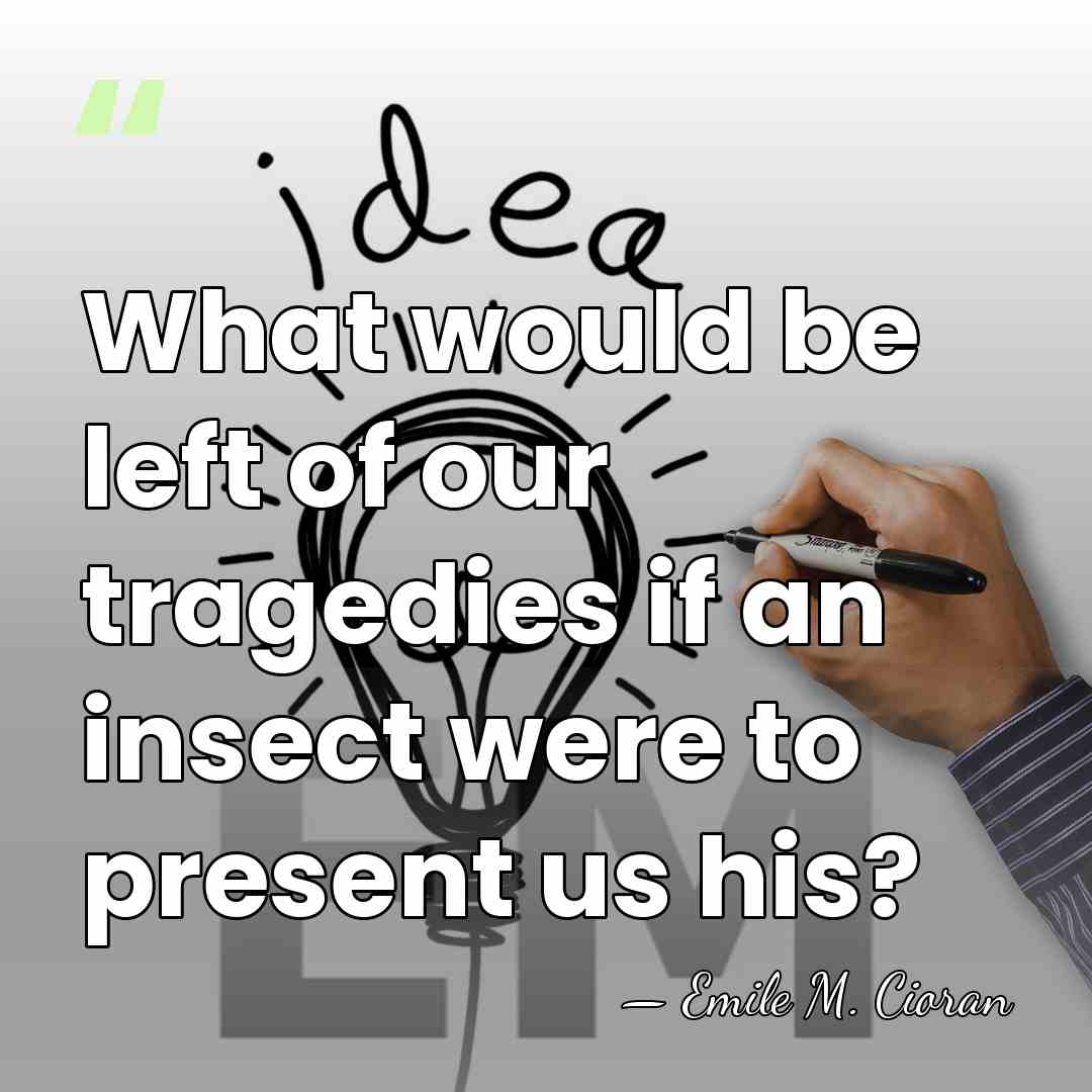 What would be left of our tragedies if an insect were to&hellip; - Emile M. Cioran