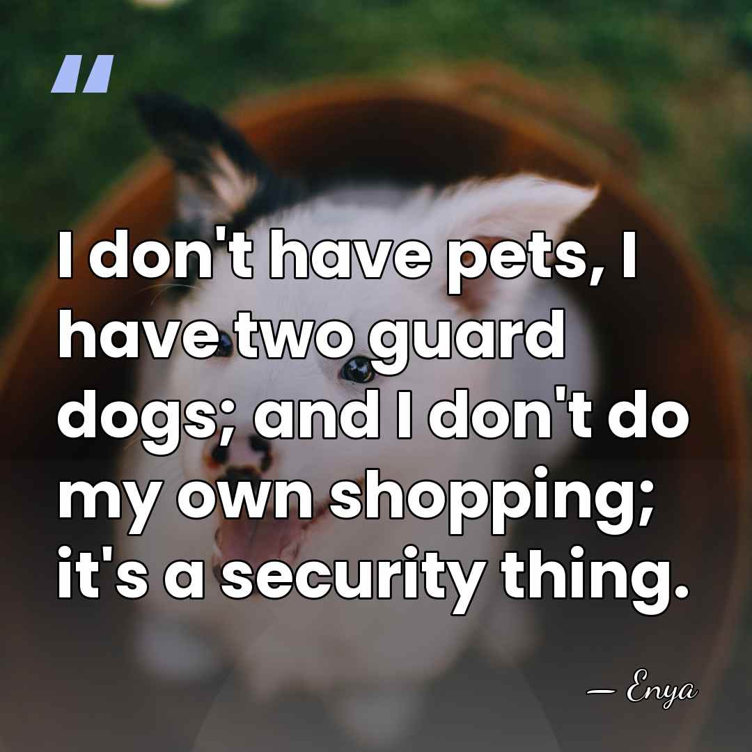 I don't have pets, I have two guard dogs; and I don't&hellip; - Enya