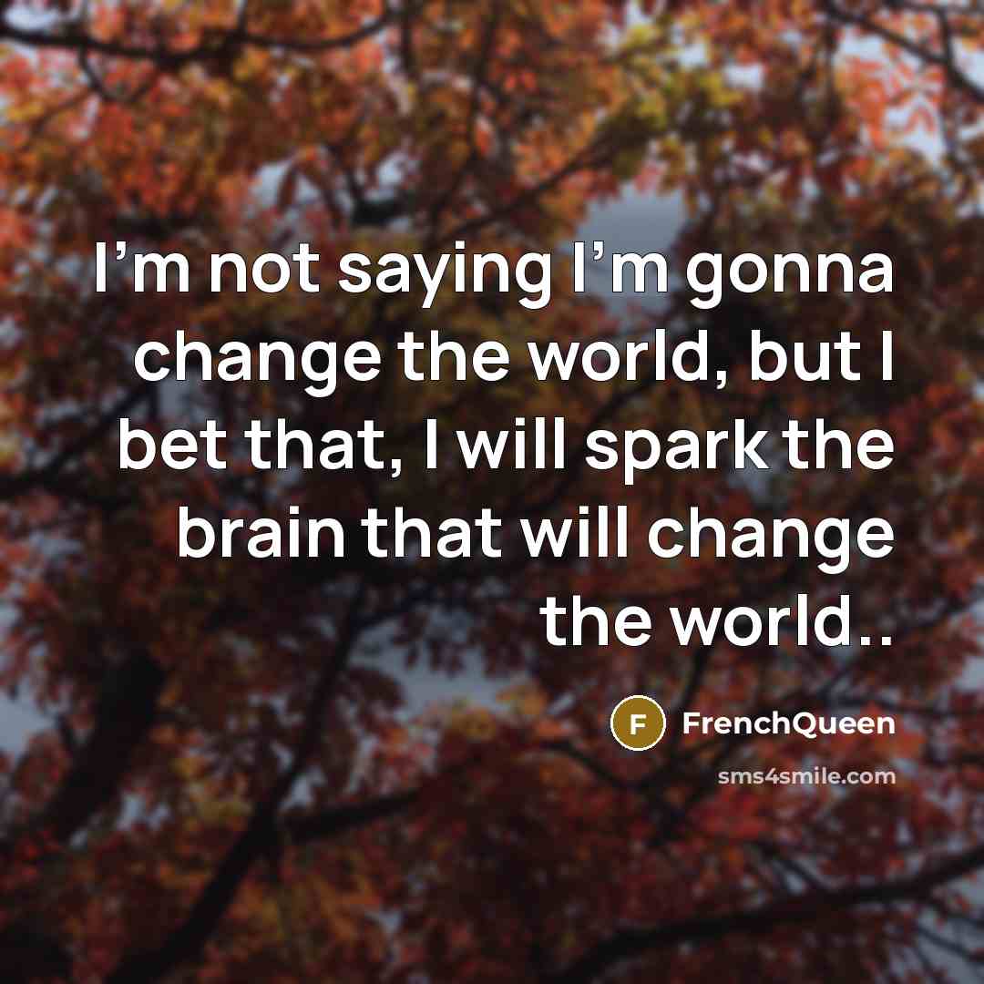 “I'm not saying I'm gonna change the world, but I…” quote by Frenchqueen