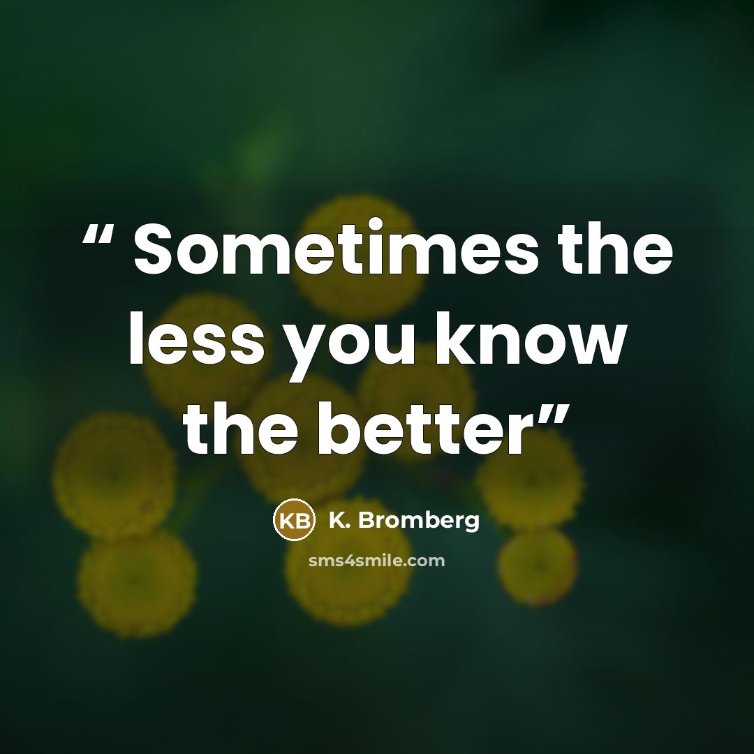 “​ Sometimes the less you know the better” quote by K. Bromberg