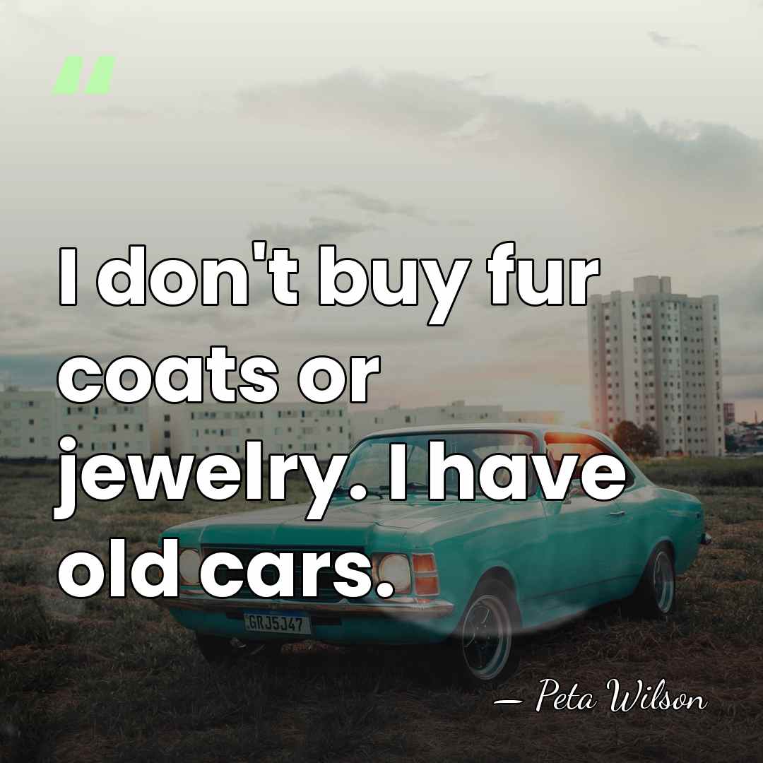 I don't buy fur coats or jewelry. I have old cars. - Peta Wilson