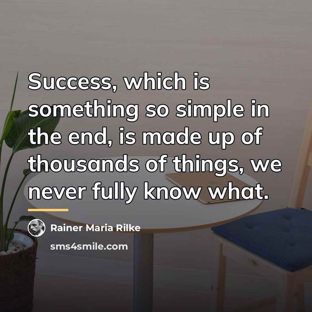 “Success, which is something so simple in the end, is…” quote by Rainer Maria Rilke