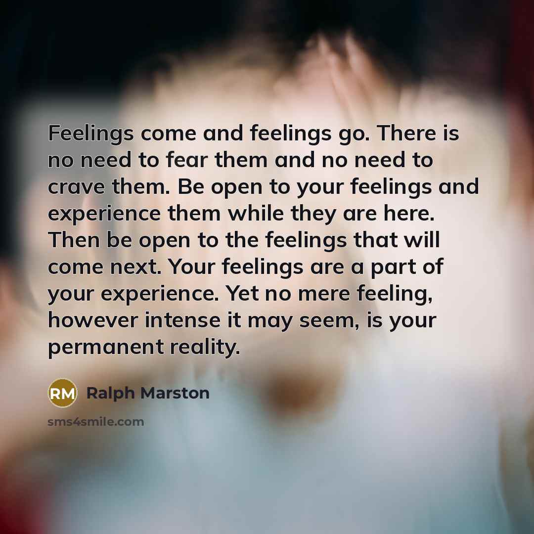“Feelings come and feelings go. There is no need to…” quote by Ralph Marston